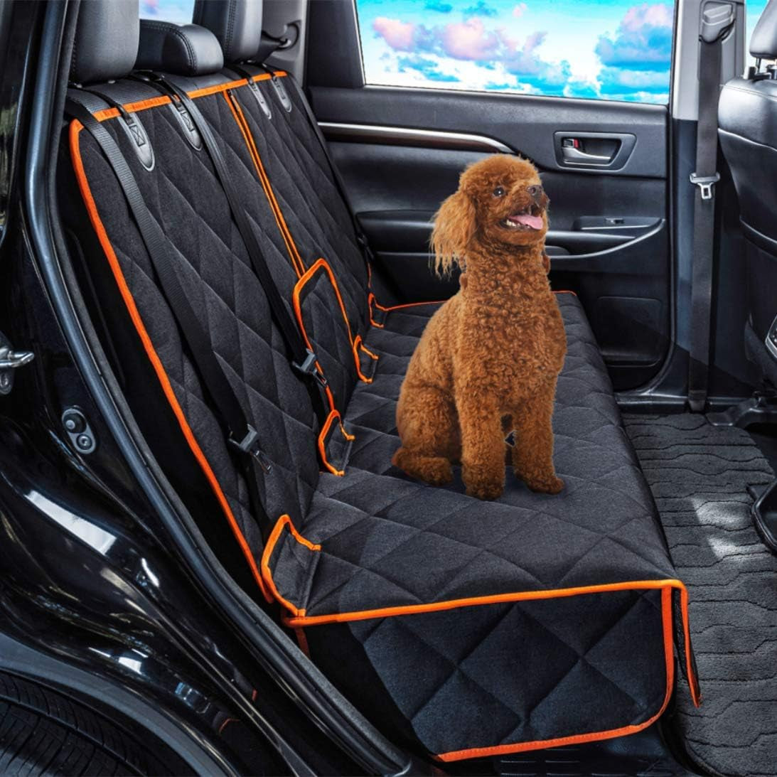 Car Seat Protector, 52” X 50“ for for Familay Car & Regular Suvs, 600D Heavy Duty Car Seat Cover Waterproof Dog Car Seat Cover for Back Seat, Scratch Proof Nonslip Seat Cover for Dogs in Car