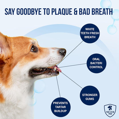 Pet Dental Care Spray for Dogs & Cats, Breath Freshener & Oral Hygiene Solution with Nano Silver & Tartar Buildup Support, Teeth Cleaning Gum Spray, Gentle Formula, No Brushing, 4 Oz