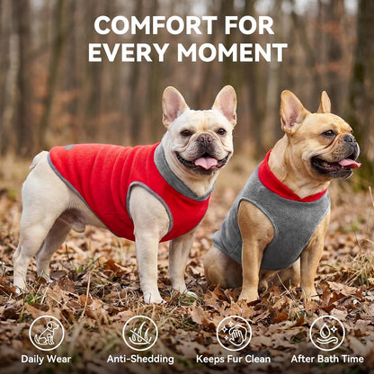 2 Pack Fleece Dog Sweater Pullover Vest with Reflective Stripe, M | 4-Way Stretch, Lightweight Soft Fleece Sweatshirt, Reflective in Low Light, Easy on & Off, Wear Alone or Layered