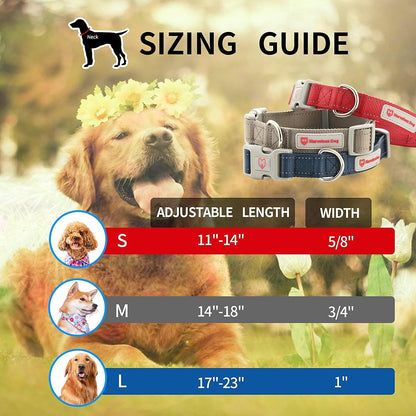 Dog Collar, Premium Reflective Dog Collars for Puppy Small Medium Large Dogs Soft Heavy Duty Nylon Collar with Airtag Holder Adjustable Quick Release Buckle (Gray, S)