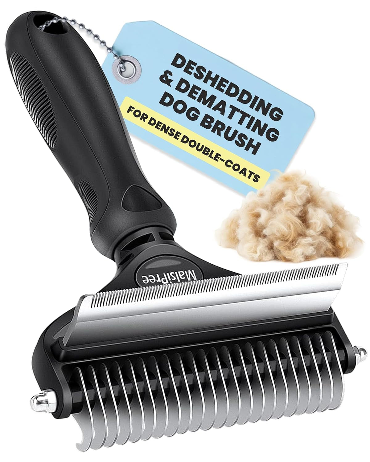 Dog Brush - Large Black, 2-In-1 Undercoat & Dematting Rake | 2-In-1 Undercoat Rake & Dematting Brush - Deshedding Tool - Use for Medium to Large Double-Coated Dogs & Cats