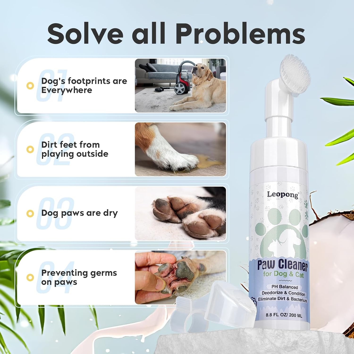 Dog Paw Care Kit with Cleaner Foam & Paw Balm, 4-Piece Set | Everything Needed for Daily Paw Care
