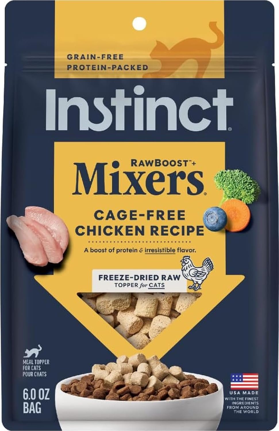 Raw Boost Mixers Freeze Dried Raw Cat Food Topper, Grain Free Cat Food Topper 6 Ounce (Pack of 1) | Freeze-Dried Raw Meal Topper or Treat, Cage-Free Chicken, Non-Gmo Fruits & Vegetables, Adds Nutrition & Flavor
