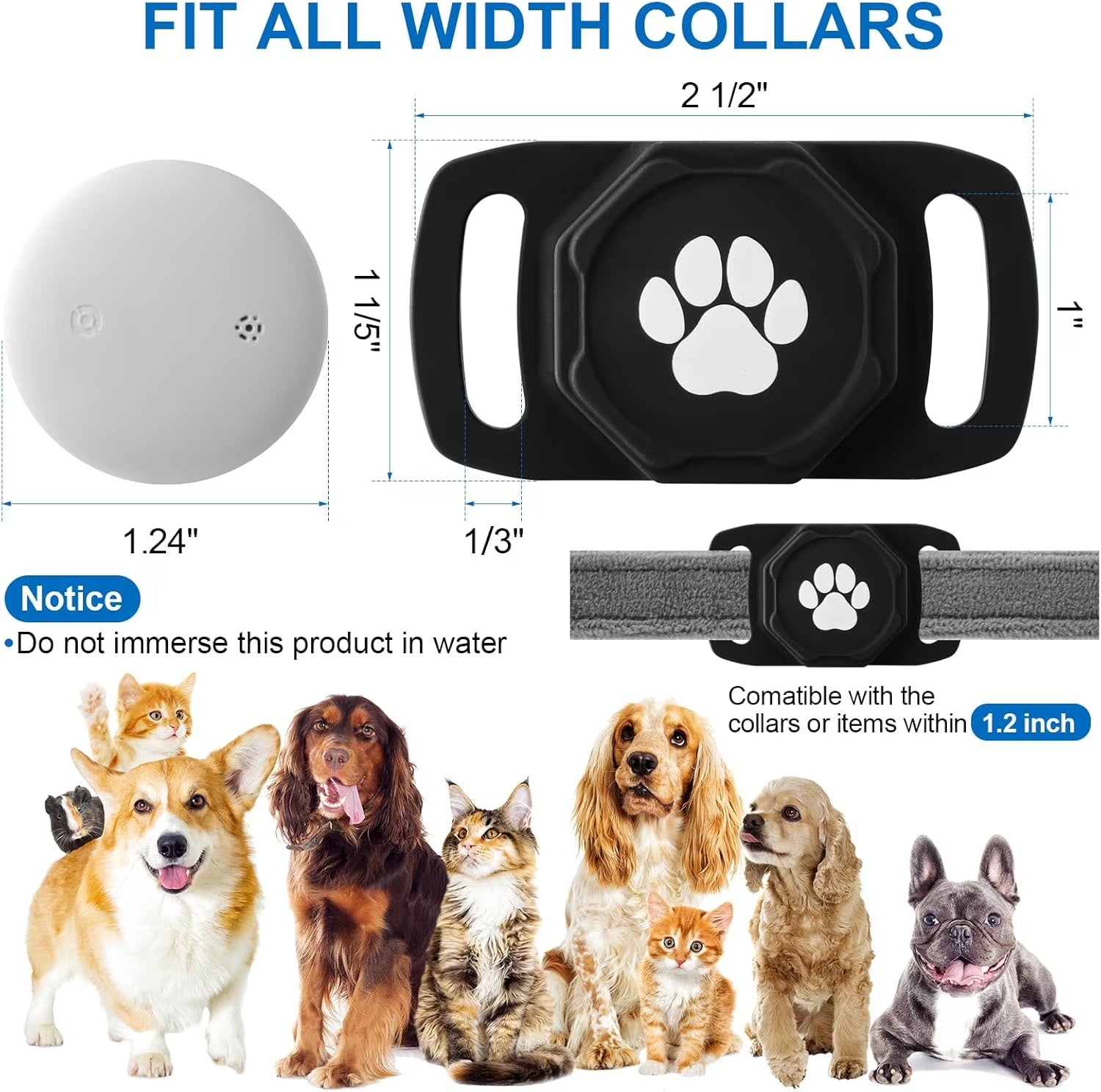Tractive GPS Dog Tracker - GPS Tracker for Dogs,Dog Tracker,Gps Dog Collar, No Monthly Fee, Compatible with Apple (Ios Only),Anti-Lost Tracking Device for Pets, Luggage, Bag Straps,Black