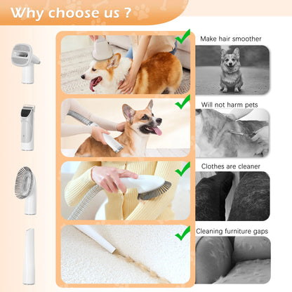 Dog & Cat Grooming Clippers Kit, Adjustable Corded Electric with Accessories (9 Pack)