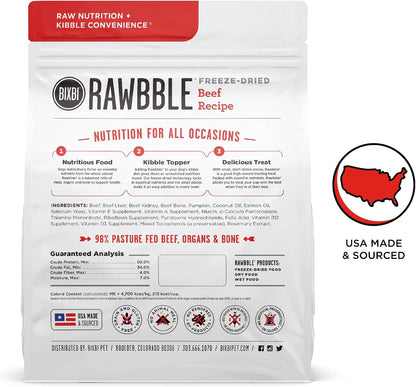 Nourish Your Pup with Liberty Freeze-Dried Beef Dog Food Topper & Treats – 98% Meat & Organs, No Refrigeration Needed, Made in the USA, 12 Oz