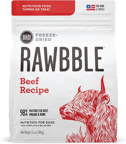Nourish Your Pup with Liberty Freeze-Dried Beef Dog Food Topper & Treats – 98% Meat & Organs, No Refrigeration Needed, Made in the USA, 12 Oz