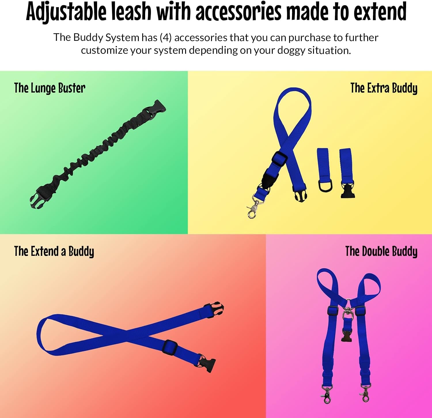 - Hands Free Dog Leash - Regular Dog, Large, Royal Blue | Dog Leash for Walking, Running & Training - Adjustable Waist Belt for Comfort and Control. Customizable - Dogs over 20Lbs.