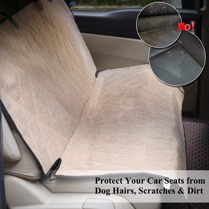 Dog Seat Cover Pet Seat Protector, Standard, Heather Khaki | Backseat Cover for Car Suv & Truck, Back Rear Backseat Bench Protector