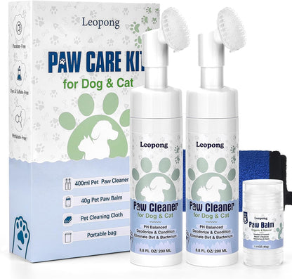 Dog Paw Care Kit with Cleaner Foam & Paw Balm, 4-Piece Set | Everything Needed for Daily Paw Care