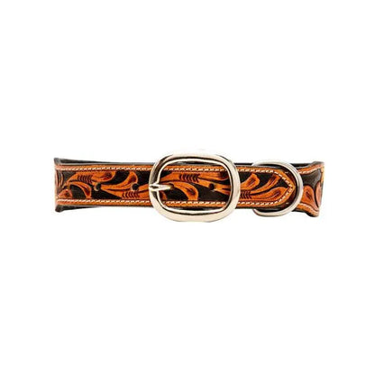 Sunflower Hand-Tooled Leather Dog Collar
