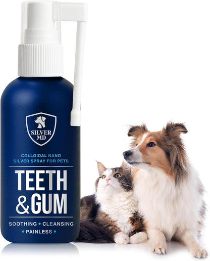 Pet Dental Care Spray for Dogs & Cats, Breath Freshener & Oral Hygiene Solution with Nano Silver & Tartar Buildup Support, Teeth Cleaning Gum Spray, Gentle Formula, No Brushing, 4 Oz