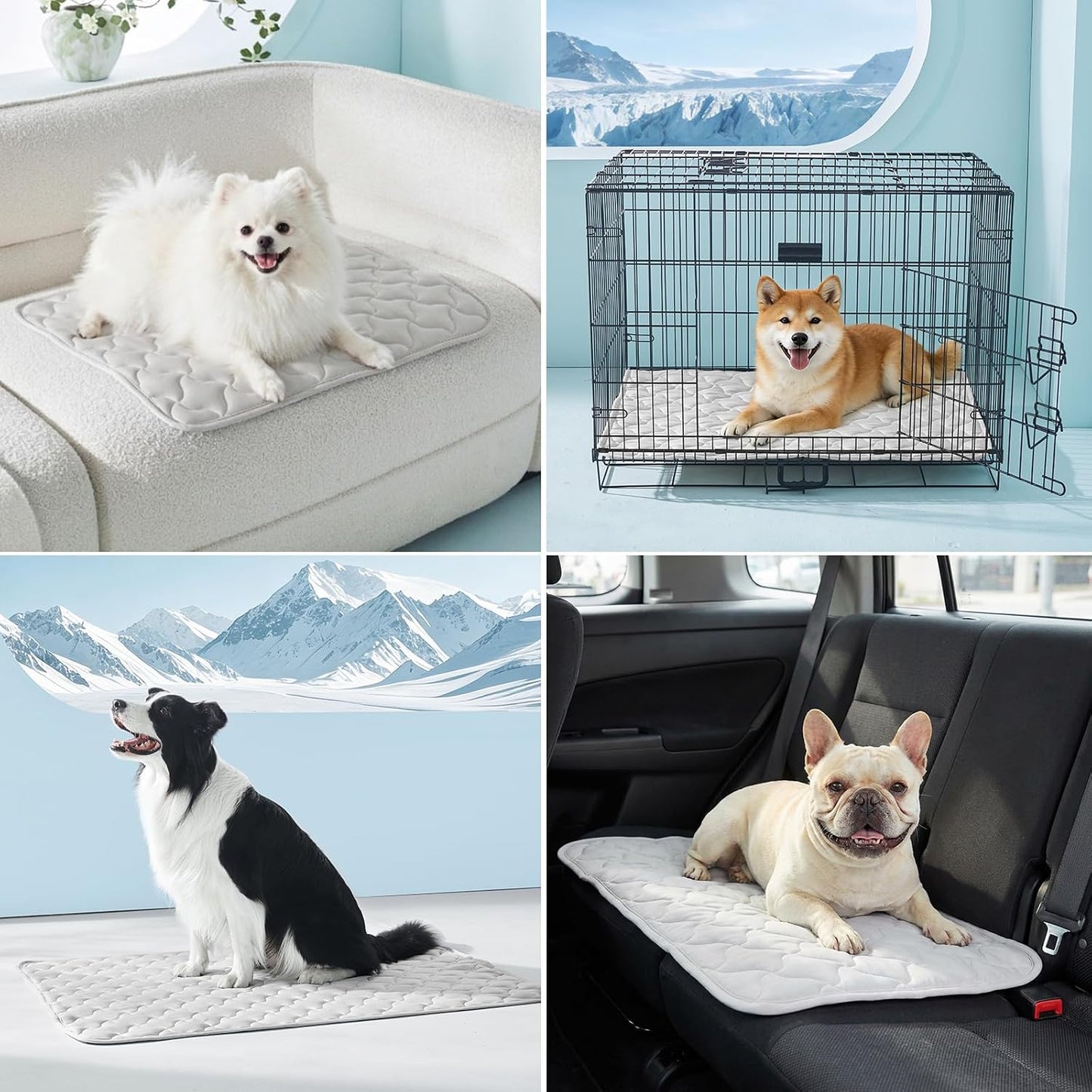 Cooling Mat for Dogs, Q-Max>0.5 Instant Temp Drop Dog Cooling Mats for Puppy & Cats, Cooling Pad for Dog - Indoor Outdoor Travel Use, Snag Resistant，Machine Washable & Anti-Slip, 20"X16" Grey