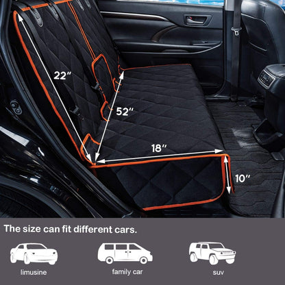 Car Seat Protector, 52” X 50“ for for Familay Car & Regular Suvs, 600D Heavy Duty Car Seat Cover Waterproof Dog Car Seat Cover for Back Seat, Scratch Proof Nonslip Seat Cover for Dogs in Car