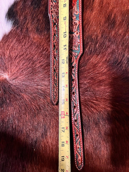 Turquoise Vine Leather Dog Collar