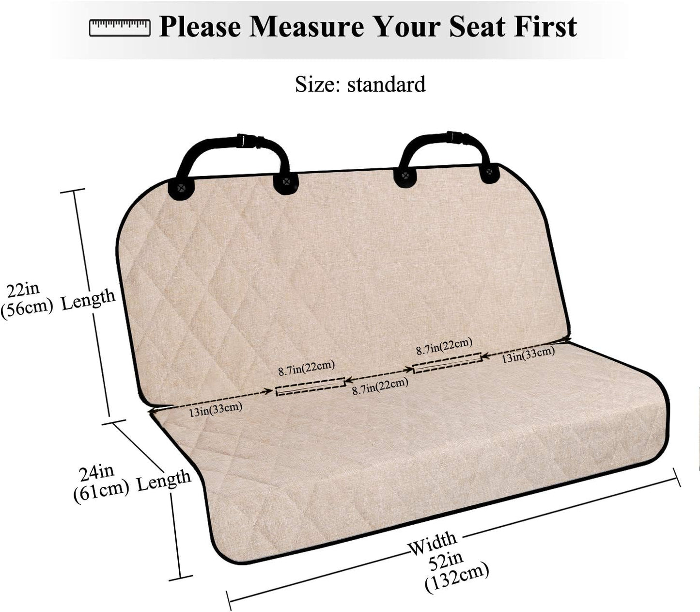 Dog Seat Cover Pet Seat Protector, Standard, Heather Khaki | Backseat Cover for Car Suv & Truck, Back Rear Backseat Bench Protector