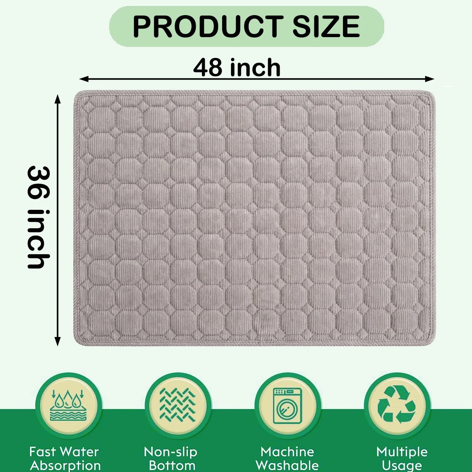 Extra Large Dog Crate Mat,48 X 36 Inch Dog Kennel Mat with Anti-Slip Bottom, Washable Soft Corduroy Dog Mat with Three-Dimensional Texture and Durable Fine Hemming