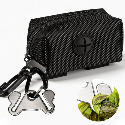 Dog Waste Bag Dispenser Pet Poop Bags Holder for Doggie Waste Bags Dispensers Soft Fabric Zipper Small Doggy Puppy Pouch for Leash Accessory Attachment with Carrier,Black
