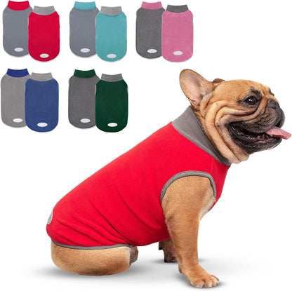 2 Pack Fleece Dog Sweater Pullover Vest with Reflective Stripe, M | 4-Way Stretch, Lightweight Soft Fleece Sweatshirt, Reflective in Low Light, Easy on & Off, Wear Alone or Layered