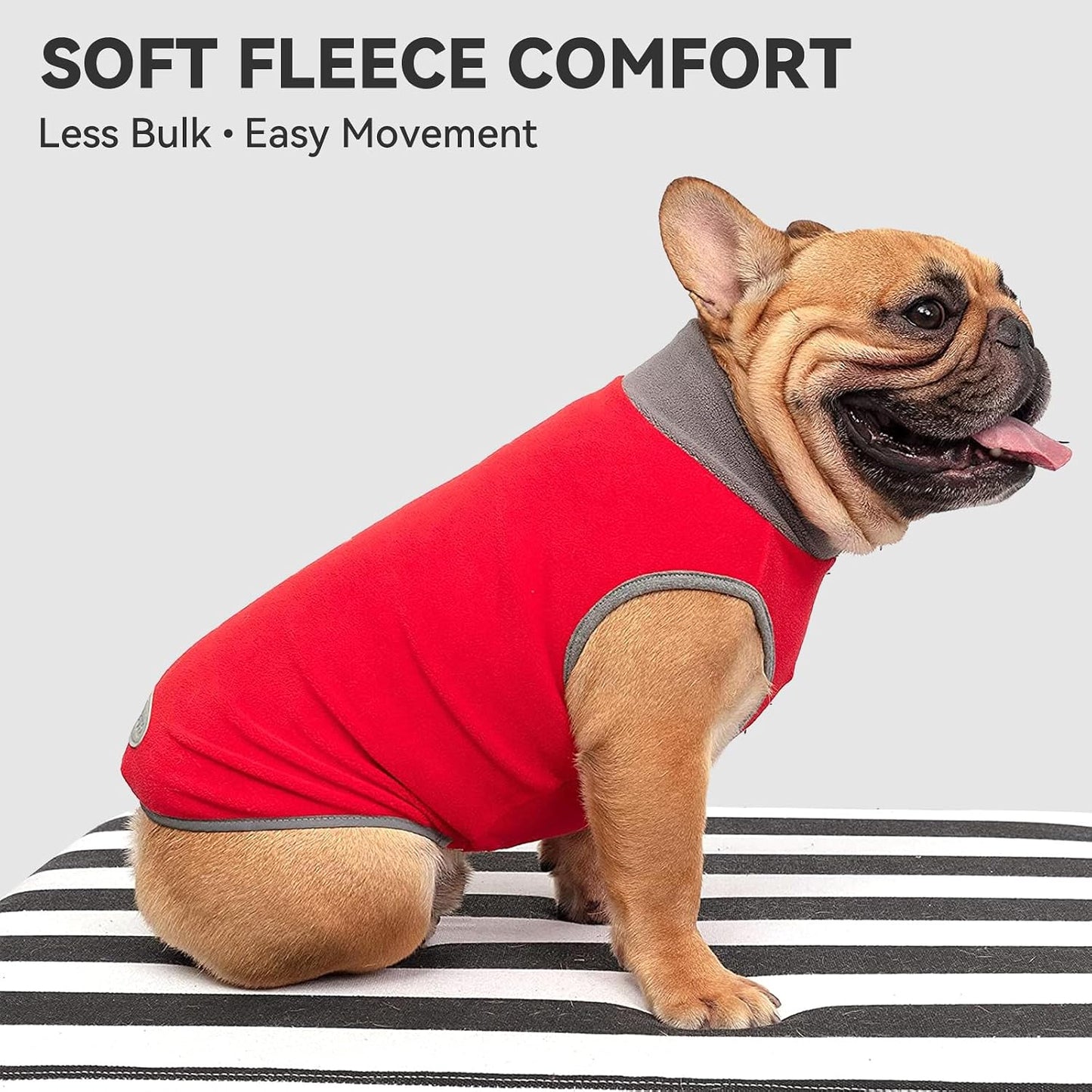2 Pack Fleece Dog Sweater Pullover Vest with Reflective Stripe, M | 4-Way Stretch, Lightweight Soft Fleece Sweatshirt, Reflective in Low Light, Easy on & Off, Wear Alone or Layered