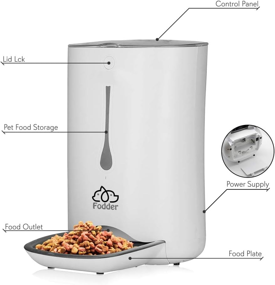 Automatic Dog Feeder, Programmable Dispenser with Voice Recording, Adjustable Dispense, LCD Display, Cat Feeder Automatic for Optimal Feeding Schedule