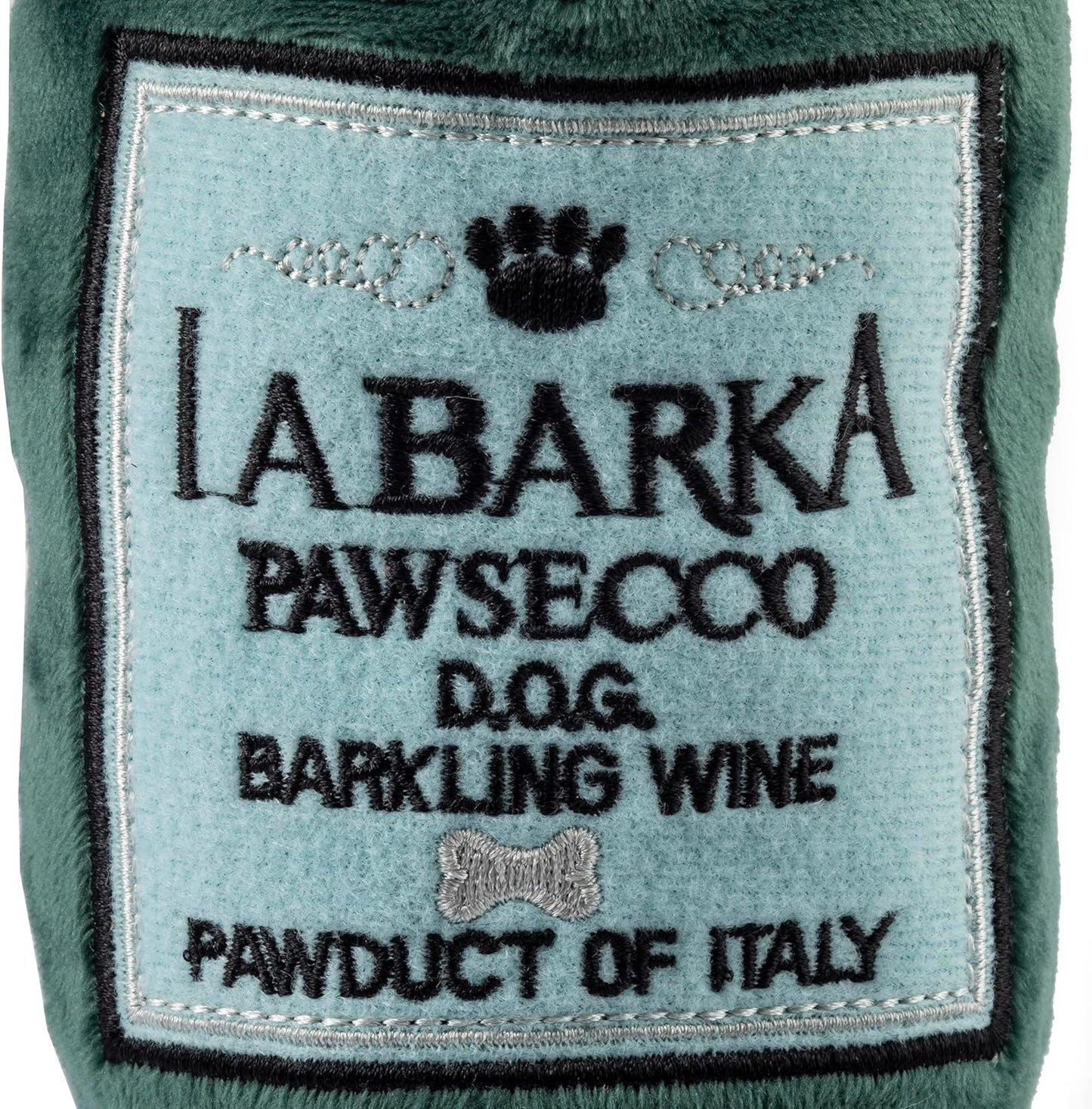 Labarka Pawsecco Plush Dog Toy, Wine Parody Chew Toys | Funny Interactive Stuffed Squeaky Toys for Small to Large Dogs, Soft Cuddly, Indoor/Outdoor Play, Machine Washable, One Size