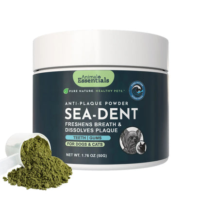 Sea-Dent Anti-Plaque Powder - Dog Dental Powder for Teeth & Gum Support - Organic Kelp & Plant Enzymes for Dogs & Cats