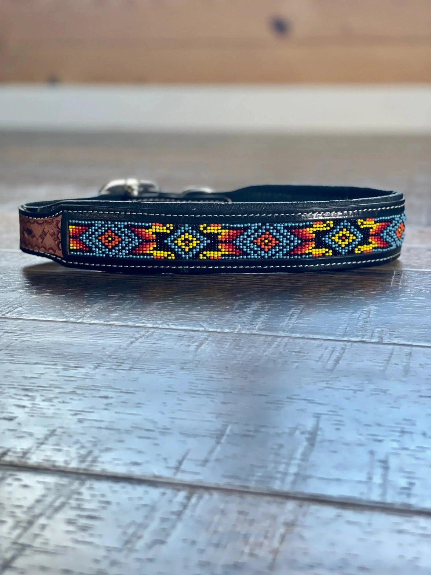 Dodger Trail Handcrafted Padded Beaded Dog Collar