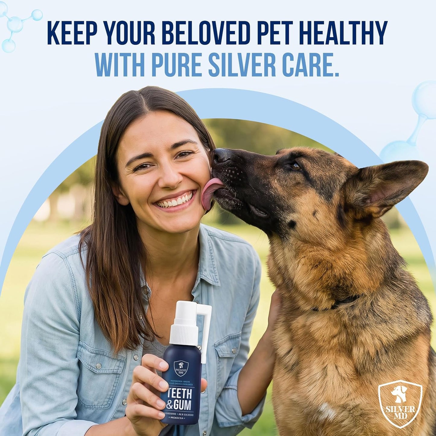 Pet Dental Care Spray for Dogs & Cats, Breath Freshener & Oral Hygiene Solution with Nano Silver & Tartar Buildup Support, Teeth Cleaning Gum Spray, Gentle Formula, No Brushing, 4 Oz