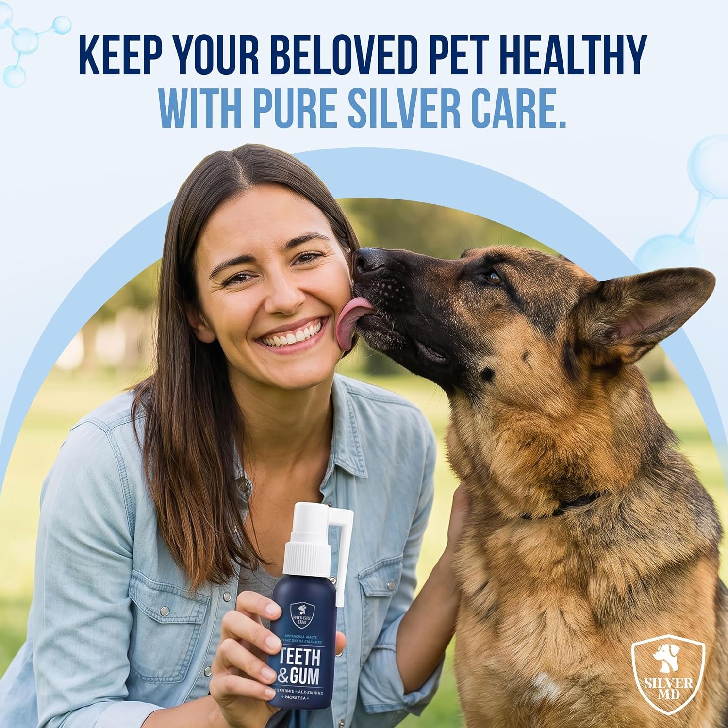 Pet Dental Care Spray for Dogs & Cats, Breath Freshener & Oral Hygiene Solution with Nano Silver & Tartar Buildup Support, Teeth Cleaning Gum Spray, Gentle Formula, No Brushing, 4 Oz